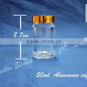 Transparent Pill Bottle With Golden Aluminium Cap,acrylic Bottle With Screw Cap, Top Grade Bottle for Health Care Pill thumbnail-1