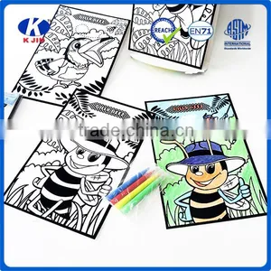 2016 New Style Flocked Cloth Coloring Book Set With 6pcs Water Color Pen for Kids Quality Choice thumbnail-2
