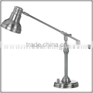 UL Listed Painted Silver Metal Office Desk Lamp With Adjustable Swing Arm And Knob Switch T50012 thumbnail-1
