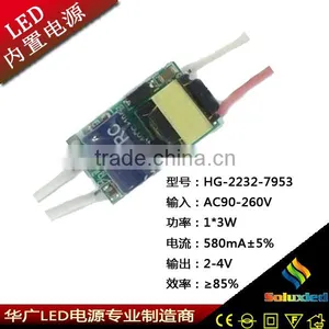 1*3W 2-4V 580mA Led Driver for Bulb thumbnail-1