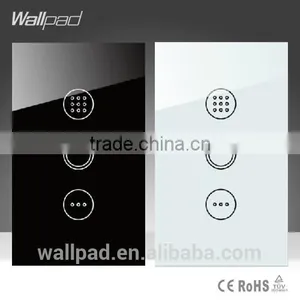 Wallpad LED Black Crystal Glass 110~250V US/Australia Standard 1 Gang Electrical Digital Remote Control Touch Light Switch thumbnail-2