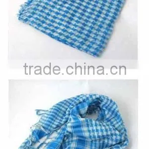 WLLH0222-38 100% Polyester Blue Checked Women Cheap Arab Scarf Manufacturer thumbnail-1