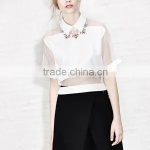 2016 Fashion White Blouse For Women With Western Style thumbnail-1