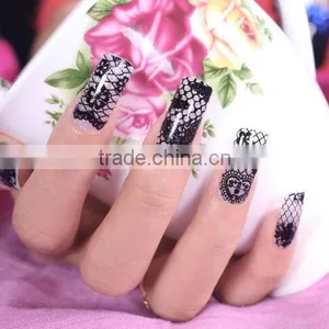 Flower Nails Accesories Black/white Lace Nail Wrap Ripple Popular Nail Sticker Quality Choice thumbnail-1