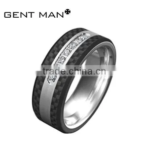 High Quality 8mm Cool Black Tungsten Carbide Carbon Fiber Ring Jewelry thumbnail-4