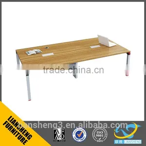 Classical Duarable Wood Veneer Office Conference Table With Metal Base thumbnail-1