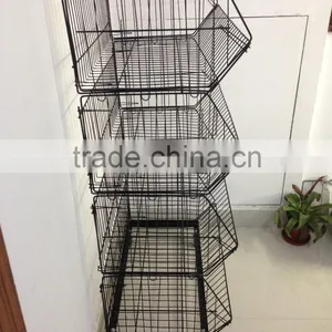 RH-BR02 Powder Coated Wire Storage Basket With Wheels thumbnail-3