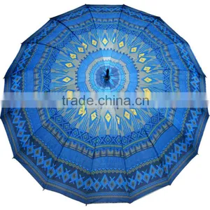 2016 Cheap Silver Printed Golf 16k 24k Wooden Handle Nigeria Wholesale Umbrella thumbnail-3