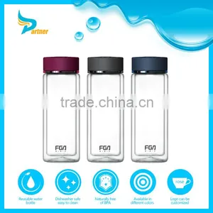 2016 Popular Low Price Eco-Friendly Double Wall Portable Custom-Made Insulated White Small Water Glass Bottle thumbnail-1