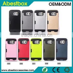 Brushed TPU+PC Combo Cover Cases With Card Slot for Samsung Galaxy S6 G9200,Mobile Phone Hard Case for S6 thumbnail-1
