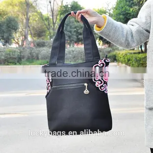 Luckybag Women Handbag Canvas Delicate Lady Shoulder Bags Flannel With Embroidery thumbnail-3