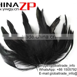 Leading Supplier CHINAZP Factory High Quality Black Chicken Dyed Rooster Schlappen Feathers thumbnail-3