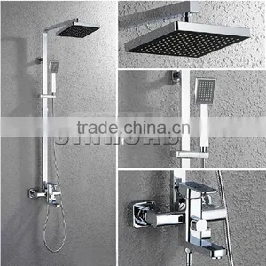 8 x 8 Inch Square Shower Head Set With Hand Held Square Shower Spray thumbnail-1