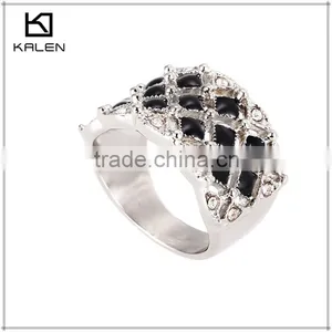 925 Silver Plated Beautiful Finger Ring With Black Crystal Stone thumbnail-1