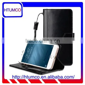 Newly Wallet Strap Black Wax Leather Case for Apple IPhone 7 Plus (5.5") thumbnail-1