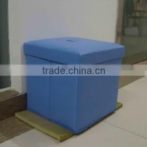 15"X15"X15" OTTOMAN IN PU-BLUE thumbnail-1