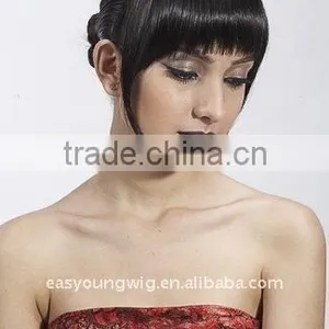 Black Hairpiece Fringe, Synthetic Hair Clip on Bang Hair Pieces thumbnail-1