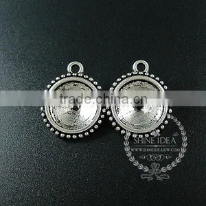 14mm Setting Size Vintage Alloy Antiqued Silver DIY Pendant Charm Bezels Tray 1411123 thumbnail-1