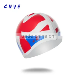 CNYE Factory Directly Sale Country Flag Silicone Swiming Cap, Personality OEM Bathing Cap thumbnail-1