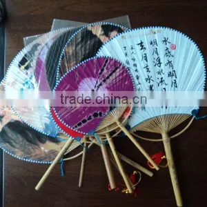 High Quality Can Printed Colourful Picture Natural Bamboo Craft Bamboo Hand Fan thumbnail-1
