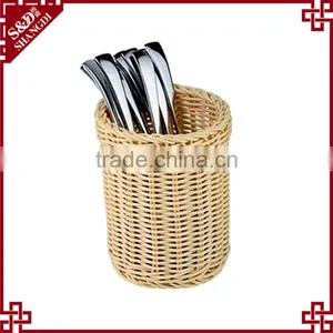 Restaurant or Home Used Food Testing Plastic Wicker Woven Cutlery Holder thumbnail-1
