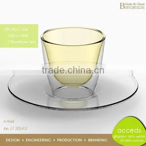 Fashional Commercial Used Clear Glass Coffee Cup With Plate thumbnail-3