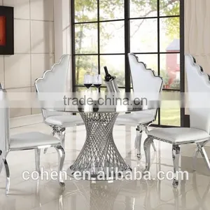 2016 Hot Sale Stylish Design Marble Top Dining Table and Chairs/stainless Steel Furniture Dining Table Set for Restaurant thumbnail-1