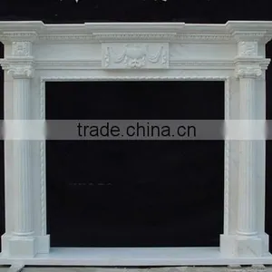 White Carved Sandstone Mantel thumbnail-1