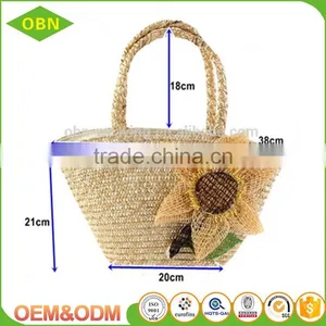 Wholesale Custom Beautiful Convince Hand Woven Bohemian Fashion Lady Straw Beach Bag thumbnail-3