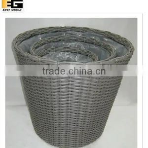 Round Gardening pe Rattan Flower Stands/planter W/pvc thumbnail-1