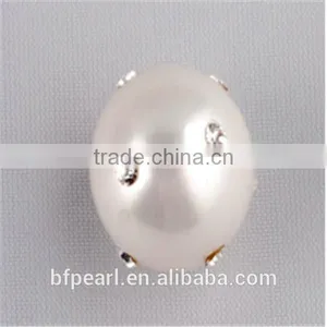 Undrilled River Pearl Jewelry Shell Pearls Beads With 9 Pieces of 2.4mm Diameter Crystal Beads thumbnail-1