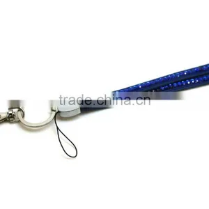 Blue Promotion Gift PU Leather Lanyard With Crystal Gem, Swivel Snap Hooks, Key Ring Accembly, Acrylic Gem Key Chain thumbnail-4