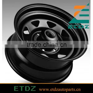 14x6 Eight Spoke Terra Black With no Pin Steel Wheels for 4x4, SUV & Trailers thumbnail-2