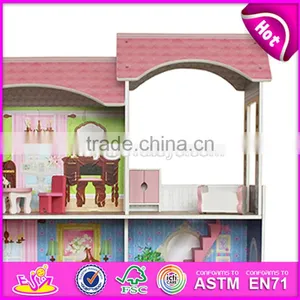 2017 Best Preschool Pretend Play Large Wooden Kids Doll House Set W06A248 thumbnail-3