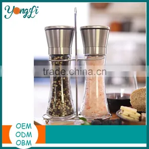Hand-Operated Ceramic Grinder With Clear Glass Body Stainless Steel Pepper Grinder thumbnail-1