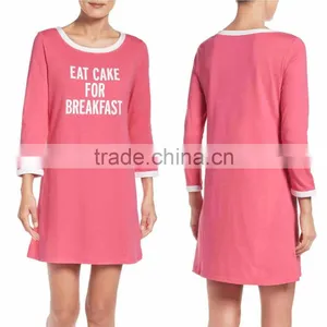 Sexy Sleep Shirt Wholesale Custom Made in China Graphic Cotton Ladies Sleep Shirt thumbnail-1