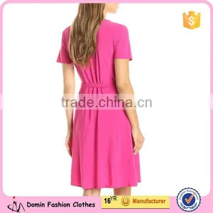 Classic Ballerina Wrap Shape Tie Waist Plung V Neck Women Dress thumbnail-2