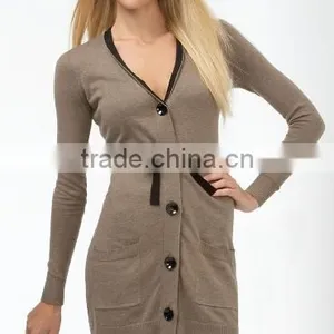 8KN064 Long Belted Cardigan Sweater thumbnail-1