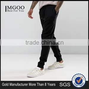 Plain Black 100 Cotton Men Drawstring Drop Crotch Joggers With Side Pockets Sport Pants thumbnail-1
