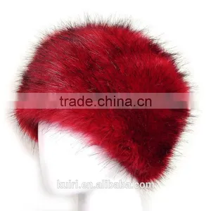 New Fashion Velvet Winter Warm Dome Caps Faux Fox Fur Hat Fake Mink Fur Hats For Women Skullies Beanies Bone thumbnail-1