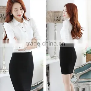 2016 New Style Women Fashion Long Sleeve Blue Shirt Ladies Office Formal White Shirt thumbnail-6