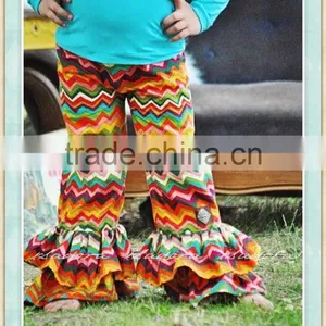 Chevron Rainbow Icing Leggings Pants Sew Sassy Icing Legging Wholesale Ruffle Pants Double Ruffle Chevron Rainbow Pants thumbnail-1