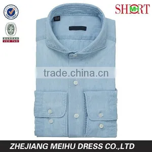 2016 High Quality Men Blue Denim Shirt thumbnail-3