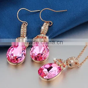 Wedding Bridal Party Crystal Rhinestone Pendant Necklace & Earrings Jewelry Sets thumbnail-3