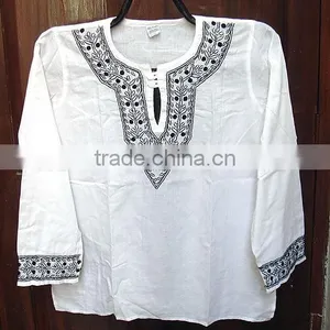 Chikankari Kurti Beautiful Indian Chikan Embroidery Kurti Tunics Lucknowi Emboidered Ladies Kurti Tunic Tops For Women thumbnail-1