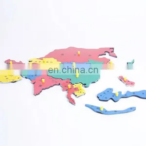 2017 Laser Cutting Montessori Wooden Puzzle Maple World Map With High Service thumbnail-6