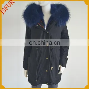 Jsfur Wholesale Hot Style Cotton Fabric Winter Women Parka With Fur thumbnail-1