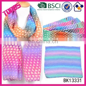 2015 New Arrive Heart Print Wholesale Spring Summer Twill Shawl Fashion Chiffon Scarf thumbnail-3
