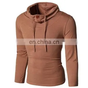 Hot Selling T-Shirt Men Button Front Long Sleeve Round-neck Solid Casual Slim Tops thumbnail-4