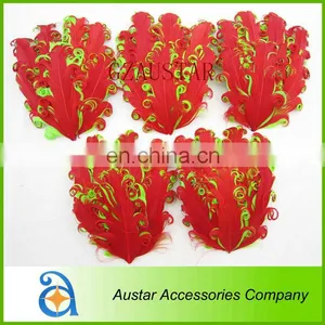 Hot Sell! Red/Lime Green Curly Feather Pad,Nagorie Feather Pad For Hair Accessory,Headband thumbnail-1